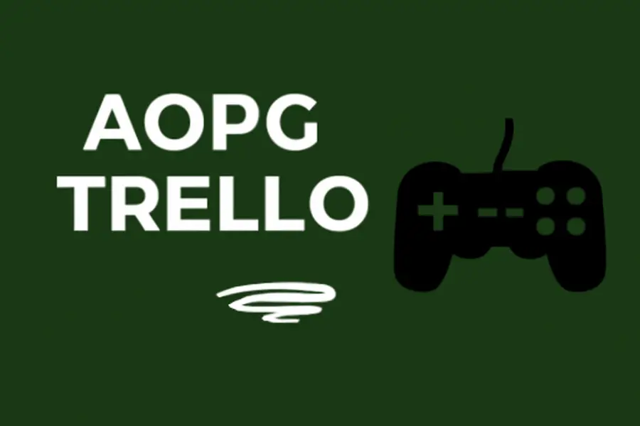 AOPG Trello graphic with gaming controller, promoting All of One Piece Game Trello board for game updates, mechanics, and strategies